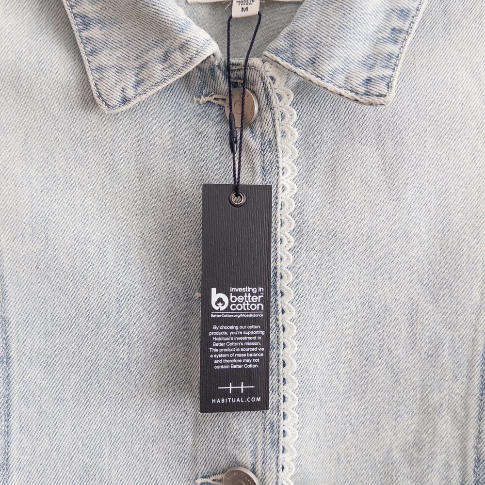 Habitual Light Blue Crochet Trim Denim Jean Jacket Size Medium NWT - Picture 5 of 7